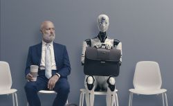 AI robot and human worker