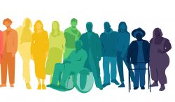 illustration of rainbow of diverse people